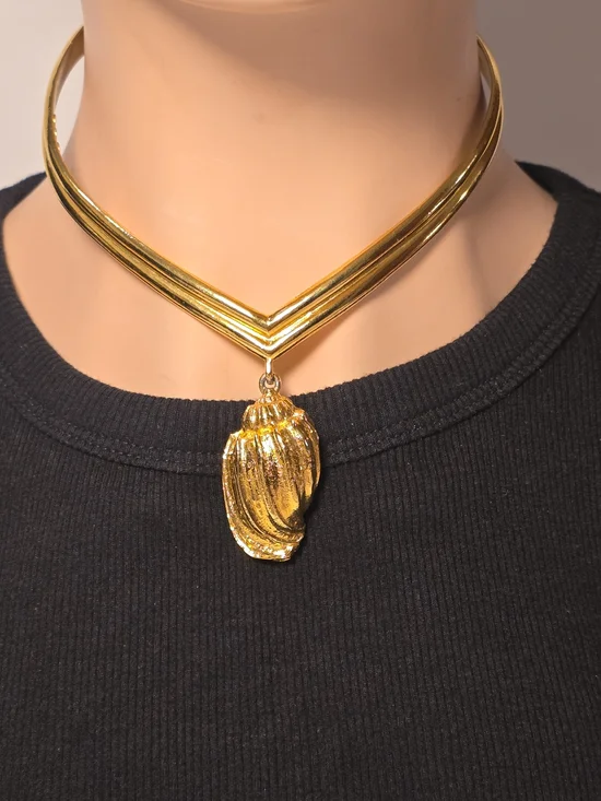 Vintage 1973 Mimi di N Gold Tone Statement Necklace Signed Designer - Picture 3 of 7